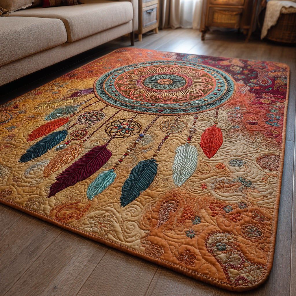 Boho Suncatcher rug – dreamcatcher on orange