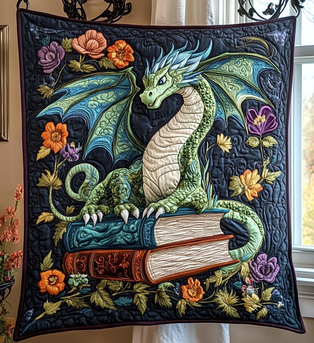 Quilted Throw - Dragon in the Garden – view 2