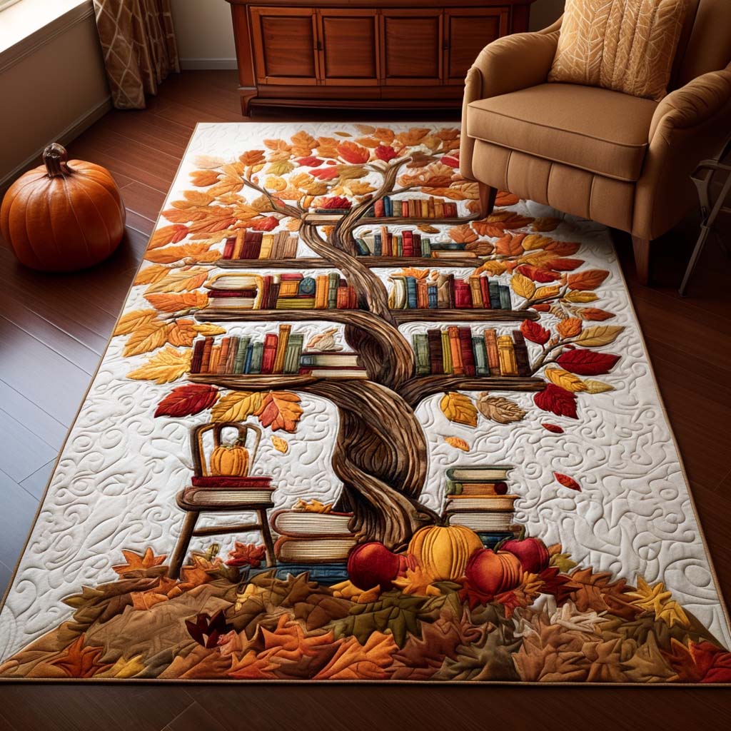 Book Haven Tree rug – book tree in autumn