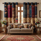 Library Spines quilted curtains – rows of book spines