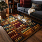 Book Nook rug – bookshelves and cat