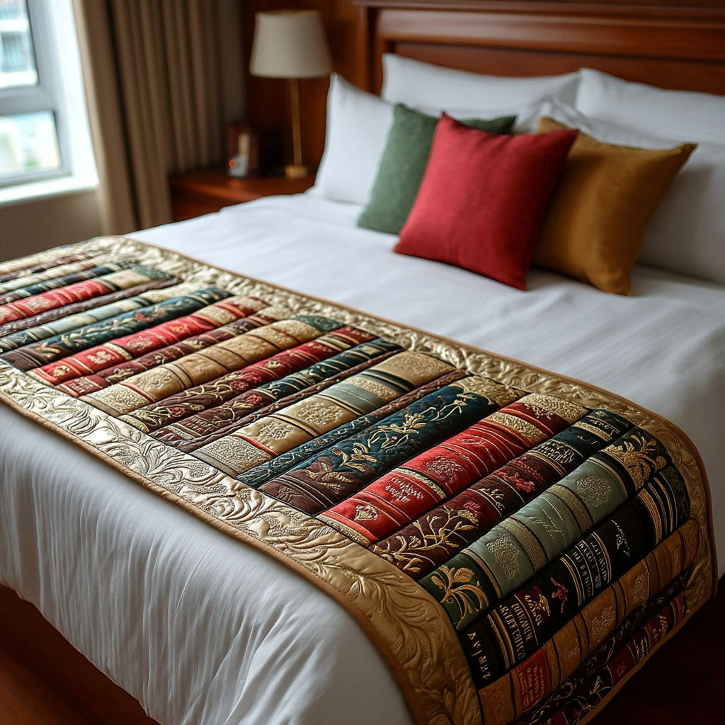 Quilted Bed Runner - Bookshelf and Plants – view 5