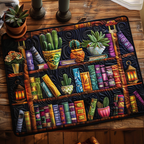 Books and Succulents quilted placemats – books and potted succulents