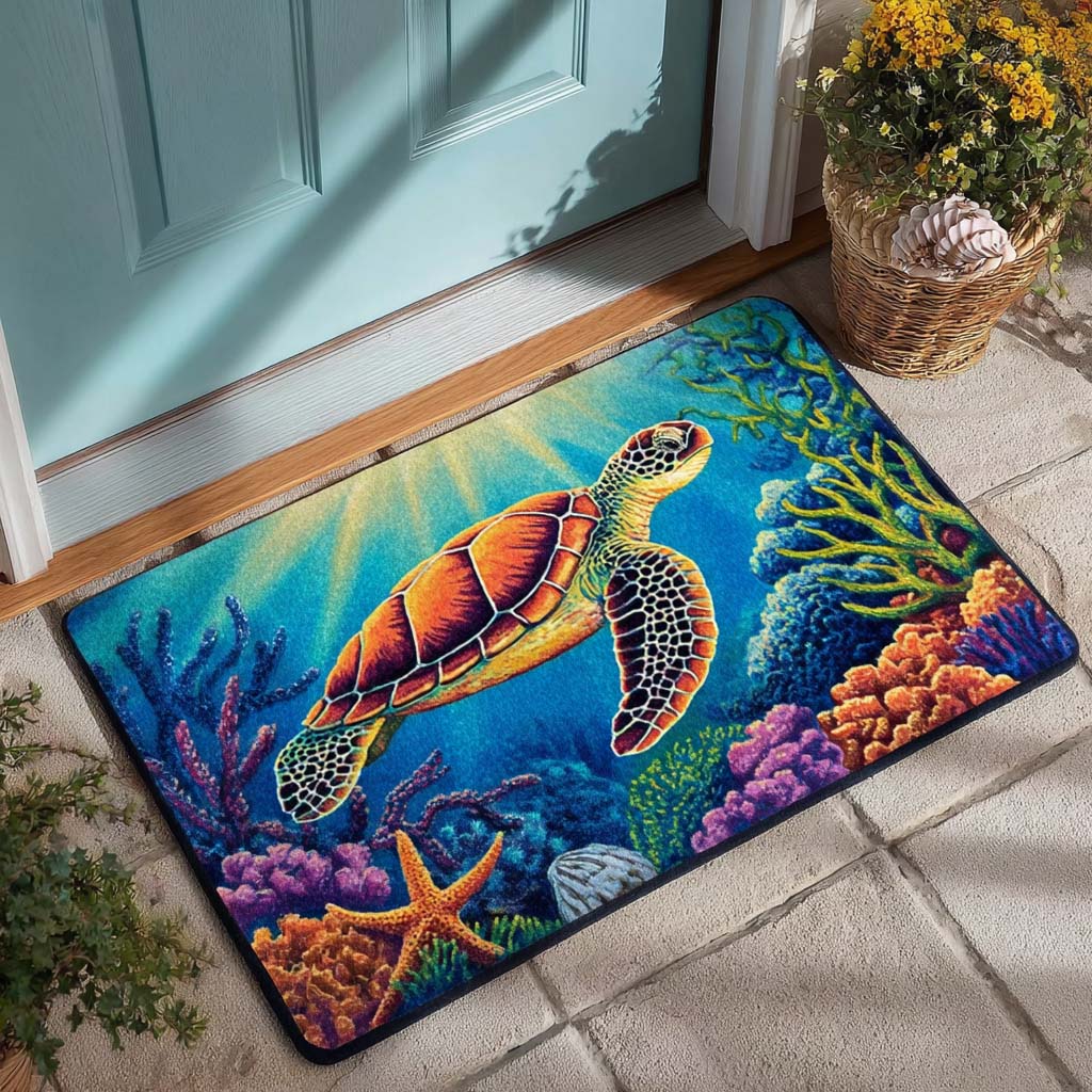 Breezeshell Turtle doormat – turtle and coral