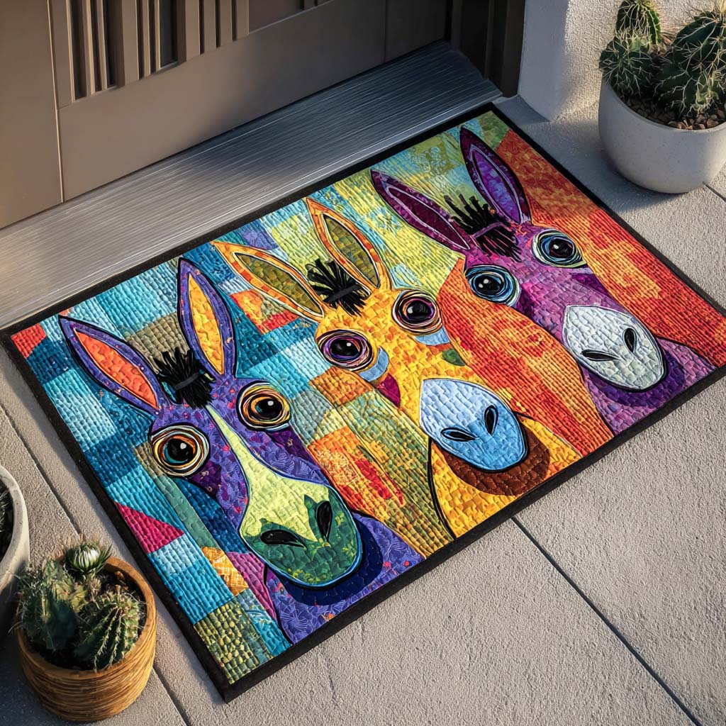 Breezy Donkeys doormat – patchwork donkeys