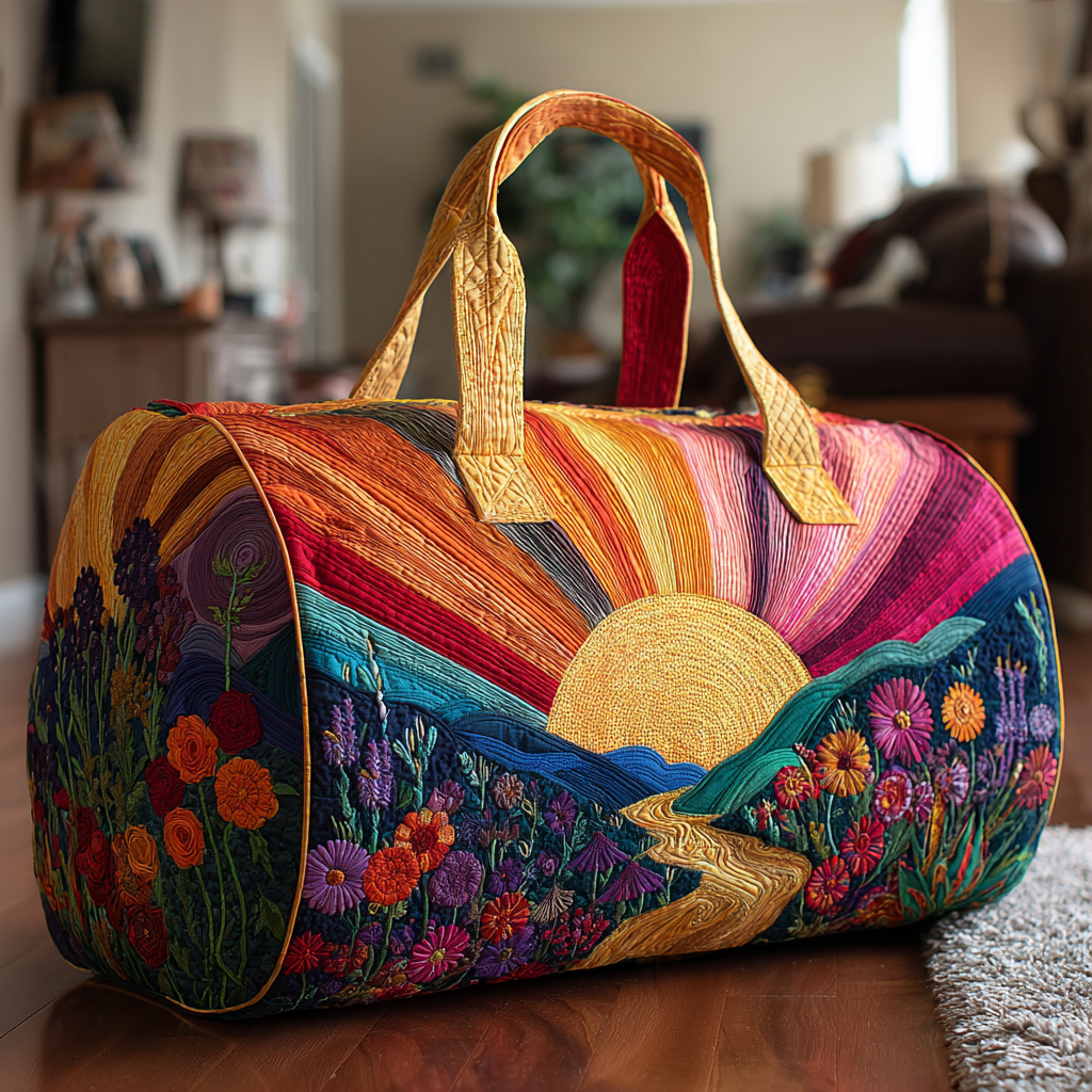 Bright Dawn quilted weekend bag – sunrise hills