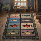 Brookside Trout rug – trout in squares