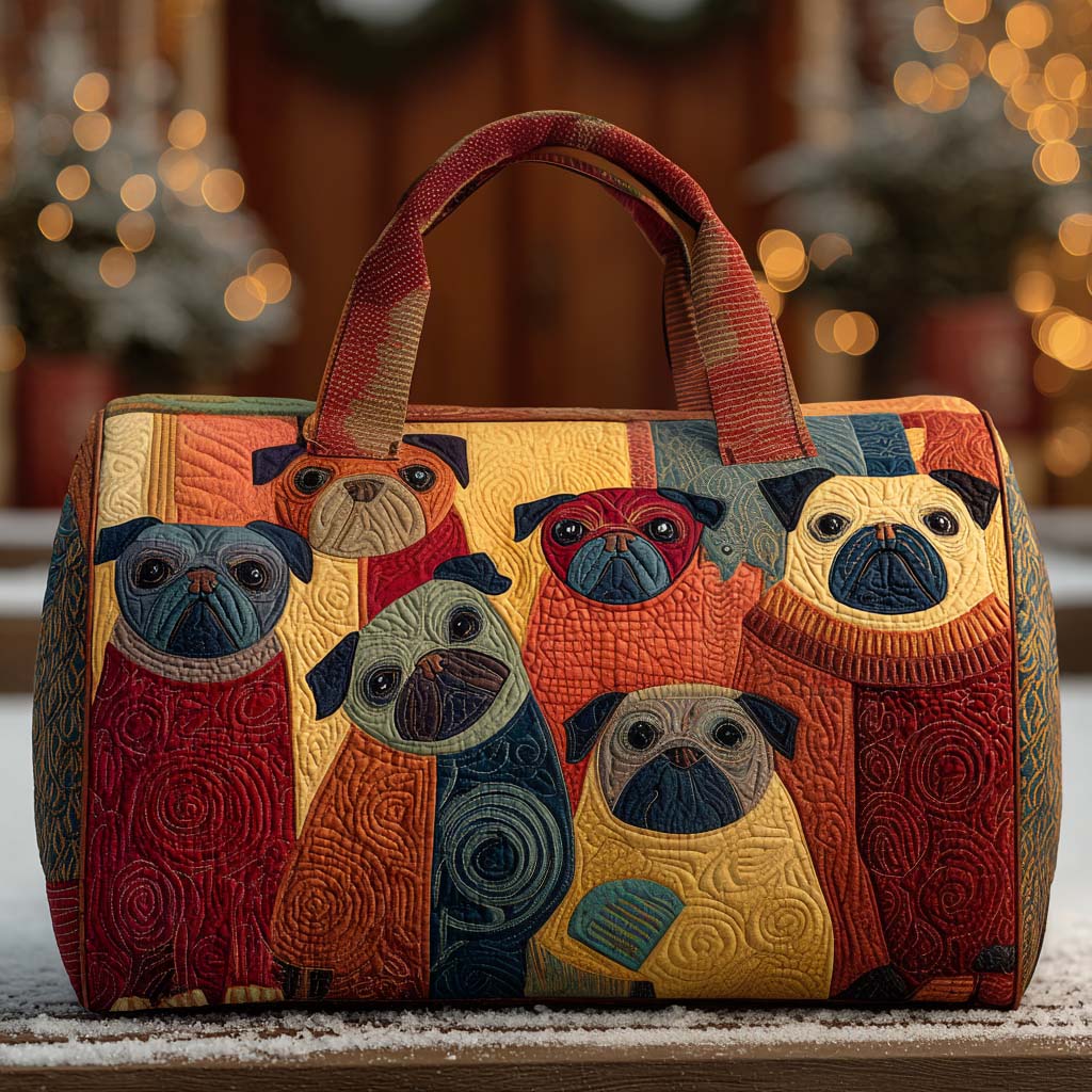 Bubbles Pug quilted weekend bag – pugs