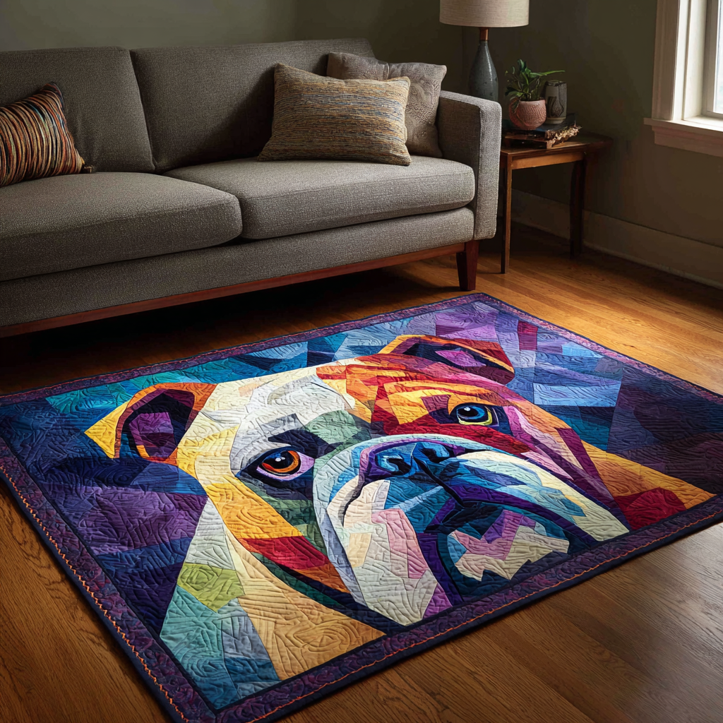 Bulldog Charm rug – colourful bulldog