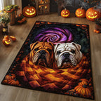 Bulldog Duo Pumpkin rug – bulldogs in a basket