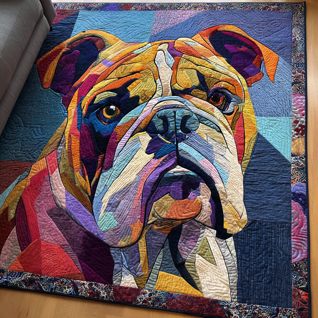 Bulldog Spirit rug – jewel-toned bulldog