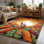 Bunny Carrot Escape rug – bunny and carrots