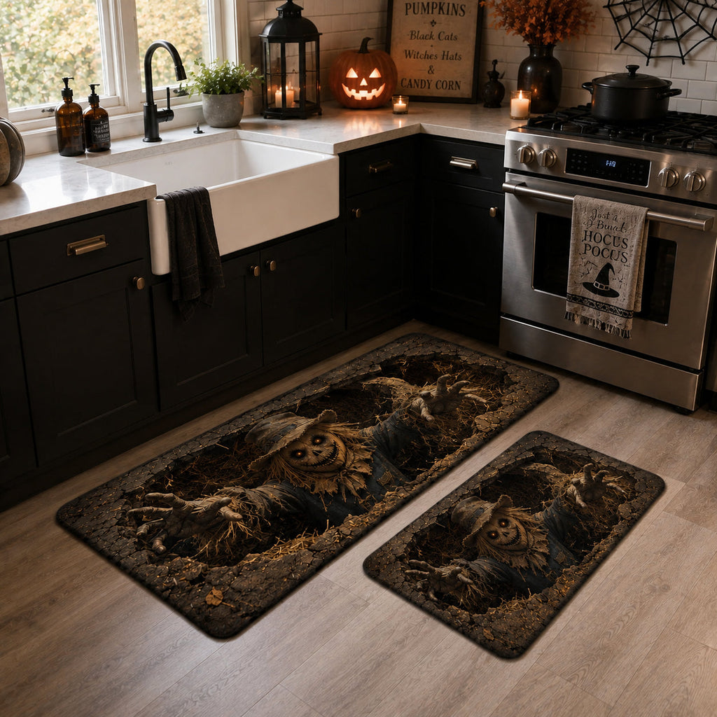 Buried Scarecrow kitchen mat set – dark scarecrow design