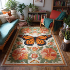 Peach Rose Monarch rug – monarch and peach roses