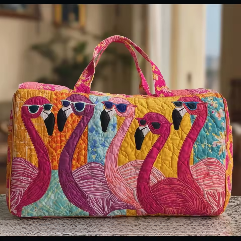 Luella soft quilted travel bag with its wave-stitch pattern