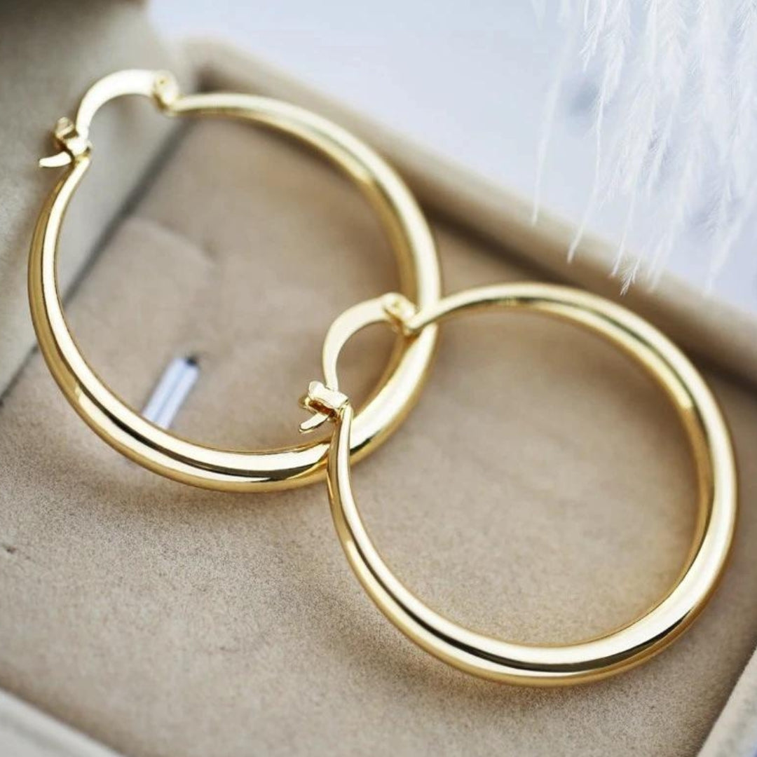 Classic polished gold-tone hoop earrings
