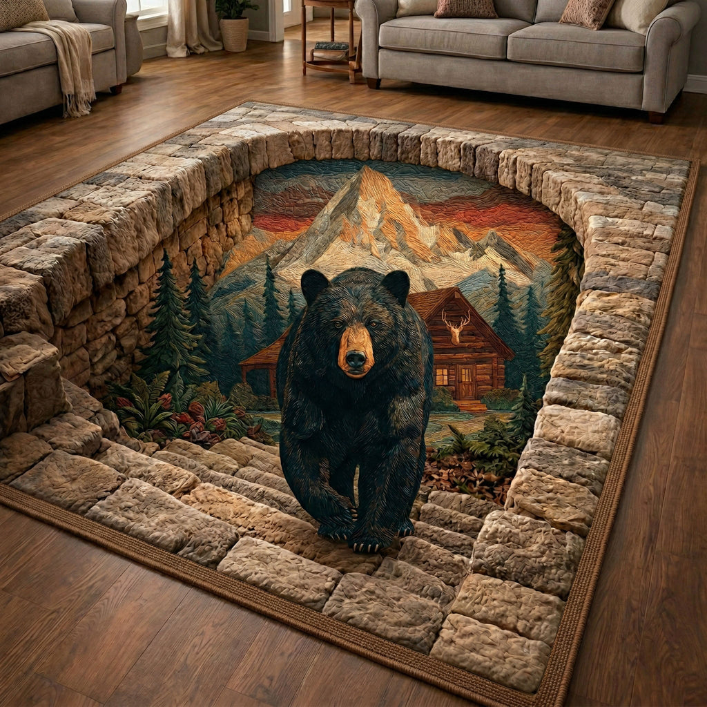 Cabin Mountain Bear rug – bear in a stone arch