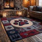 Cabin Paw rug – red paw print