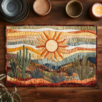 Saguaro Sunset quilted placemats – desert sunset scene