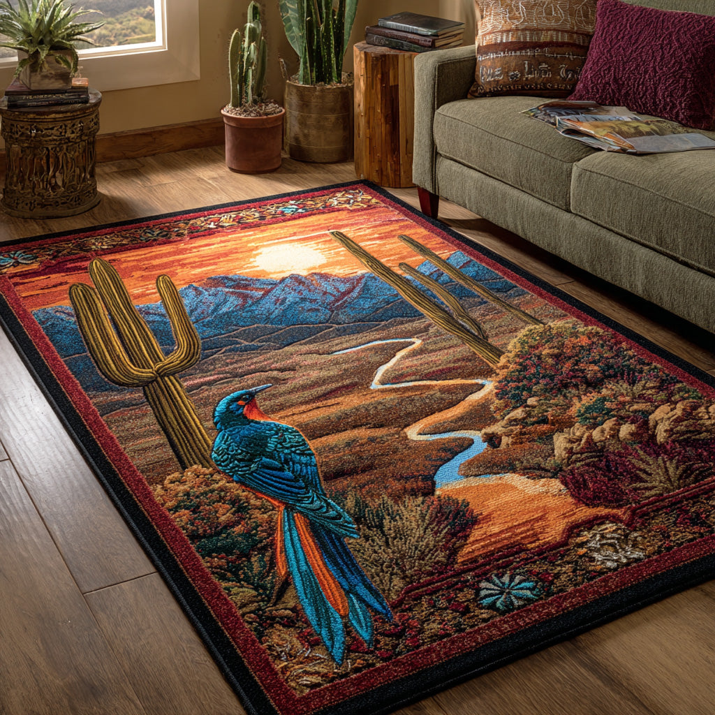 Cactus Trail rug – cacti on yellow
