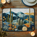 Desert Whisper quilted placemats – cacti and blue hills