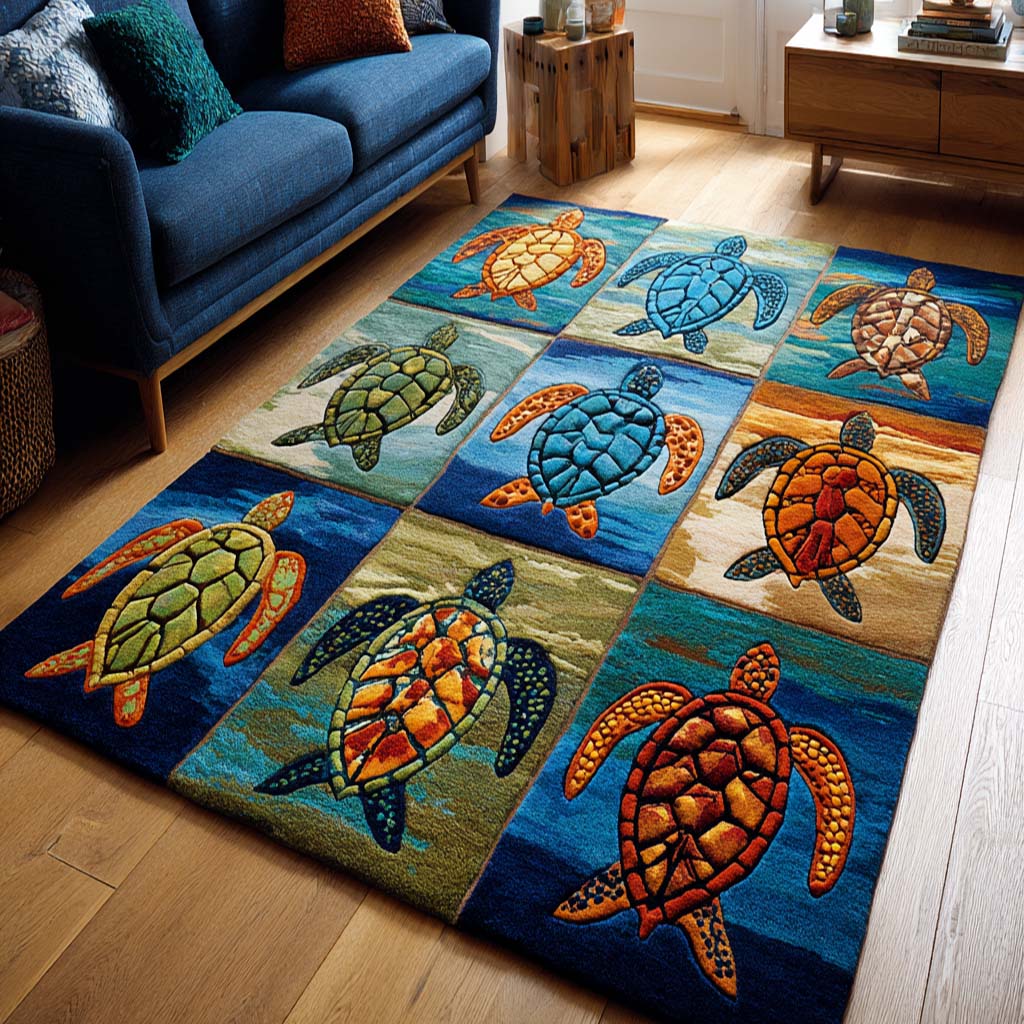 Calm Turtle rug – turtle patchwork