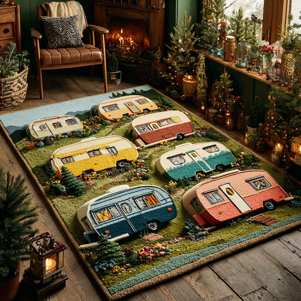 Caravan Park rug – retro caravans