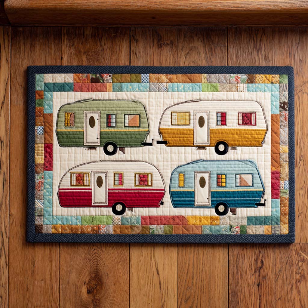 Camper Patchwork doormat – retro caravans