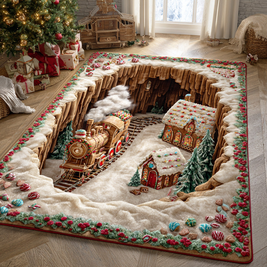 Candy Forest Railway rug – train through gingerbread village