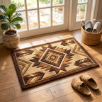 Stepped Diamond Earth doormat – brown geometric pattern