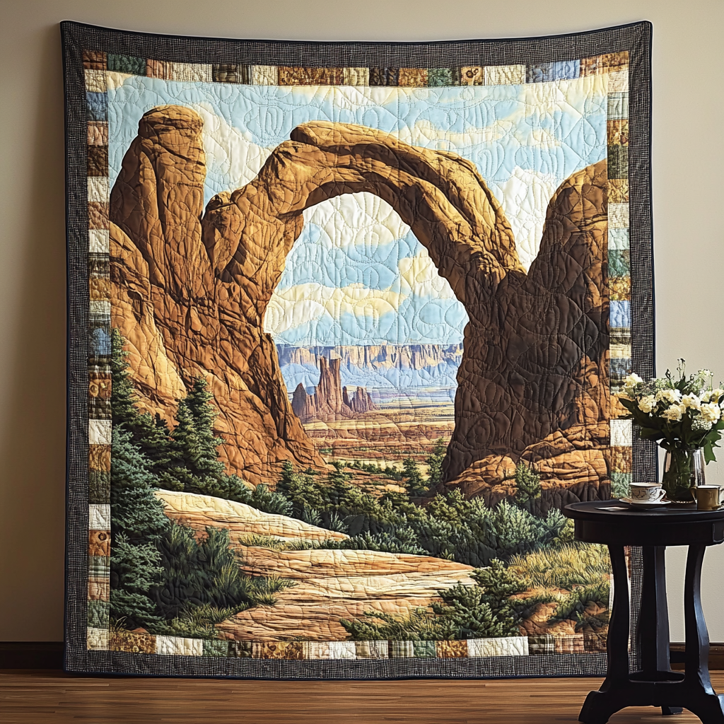 Desert Arch art quilt – sandstone arch
