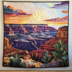 Canyon Echoes art quilt – canyon at sunset
