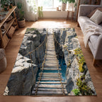 Canyon Bridge rug – rope bridge over a canyon