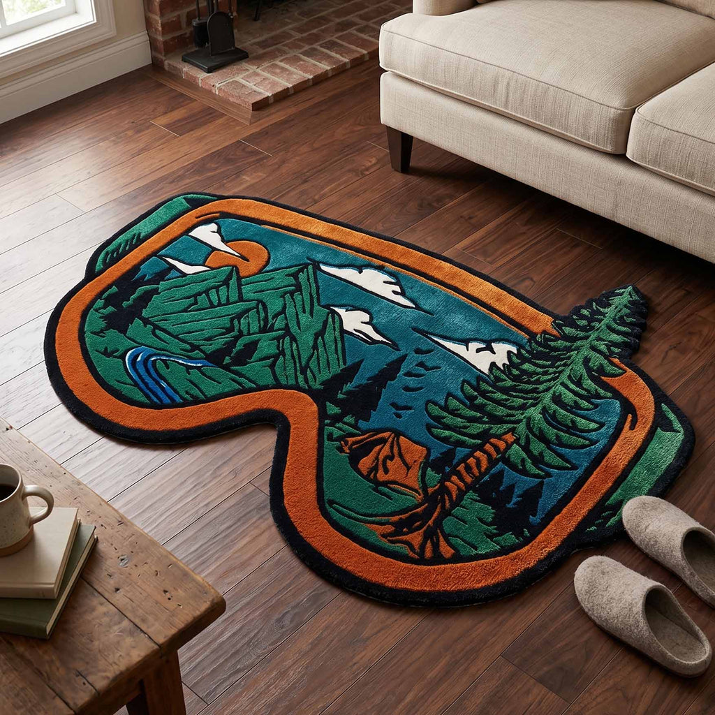 Canyon Trek shaped rug – binocular view shape