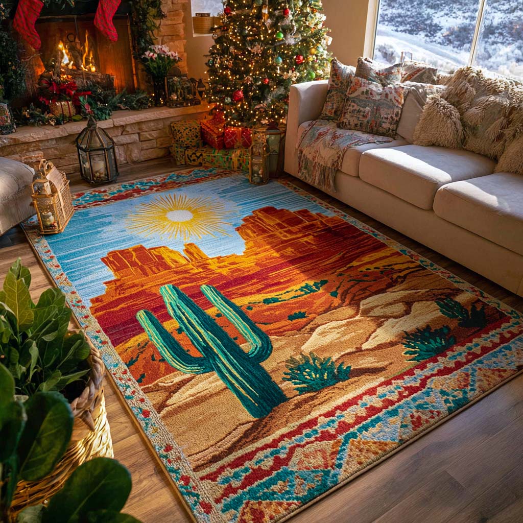 Canyon Vista Glow rug – cactus and red canyon