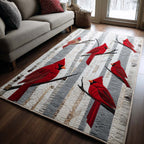 Cardinal Birches rug – cardinals on birches