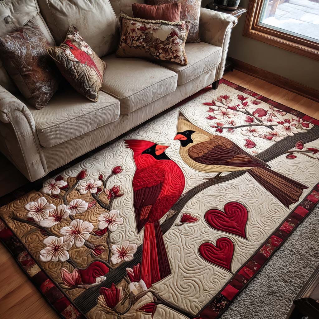 Cardinal Spirit rug – cardinals and blossom