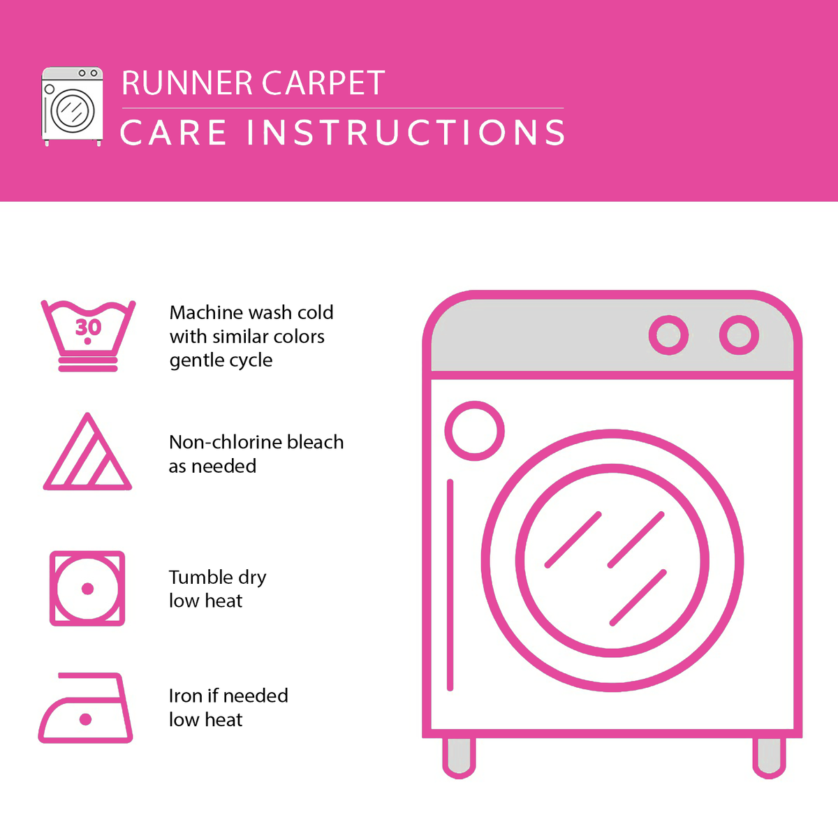 Care instructions – Hallway Runner Rug - Evergreen Rail Journey