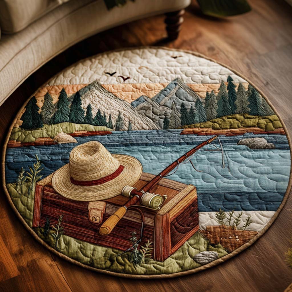 Casting Dream round quilted mat – fishing hat by lake