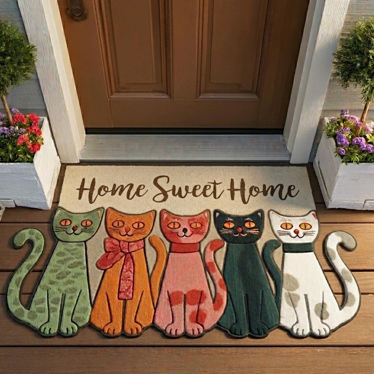 Home Sweet Home Cats shaped doormat – cats with Home Sweet Home