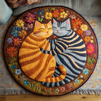 Catnap Delight round quilted mat – two cats cuddling