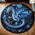 Celestial Dragon round quilted mat – blue dragon and roses