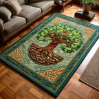 Celestial Tree rug – green tree with knotted roots
