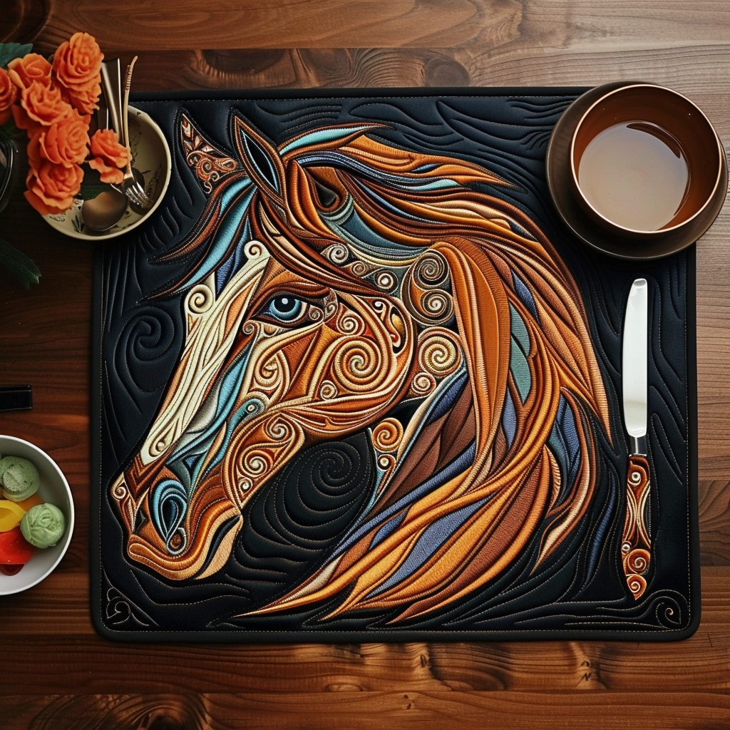 Celtic Horse quilted placemats – celtic-style horse head
