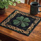 Celtic Shamrock quilted placemats – clover in a Celtic border