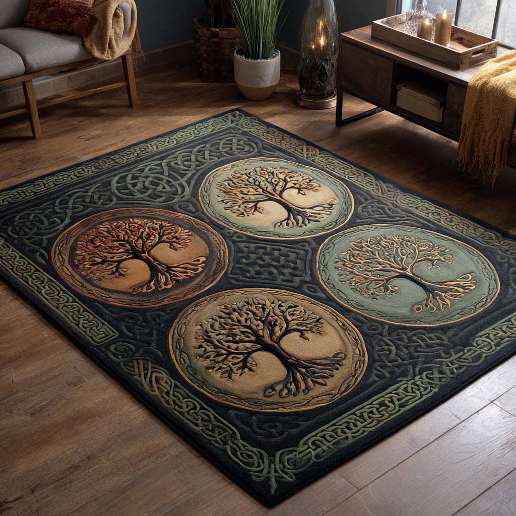 Celtic Oath rug – four tree medallions