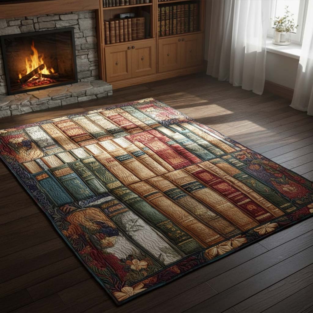 Chapter by Chapter rug – rows of old books