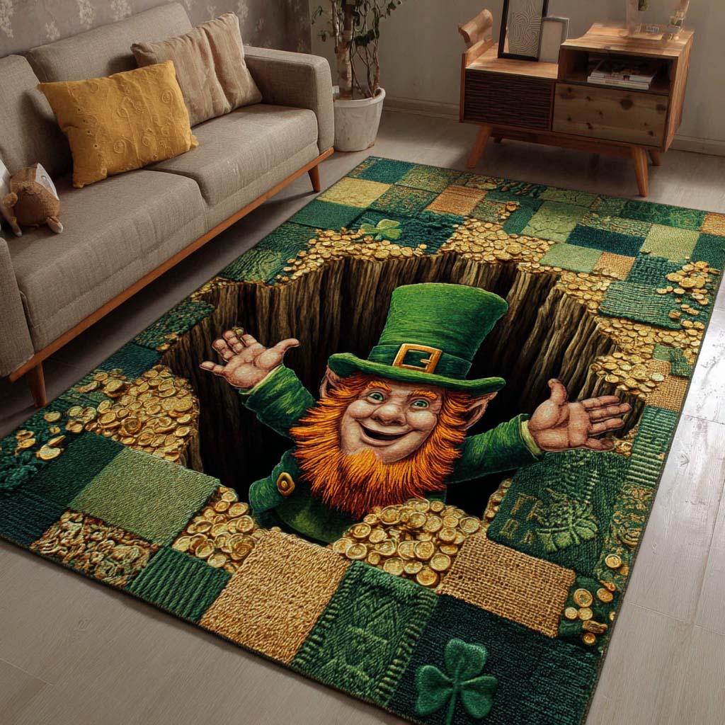 Leprechaun Gold rug – leprechaun in patchwork