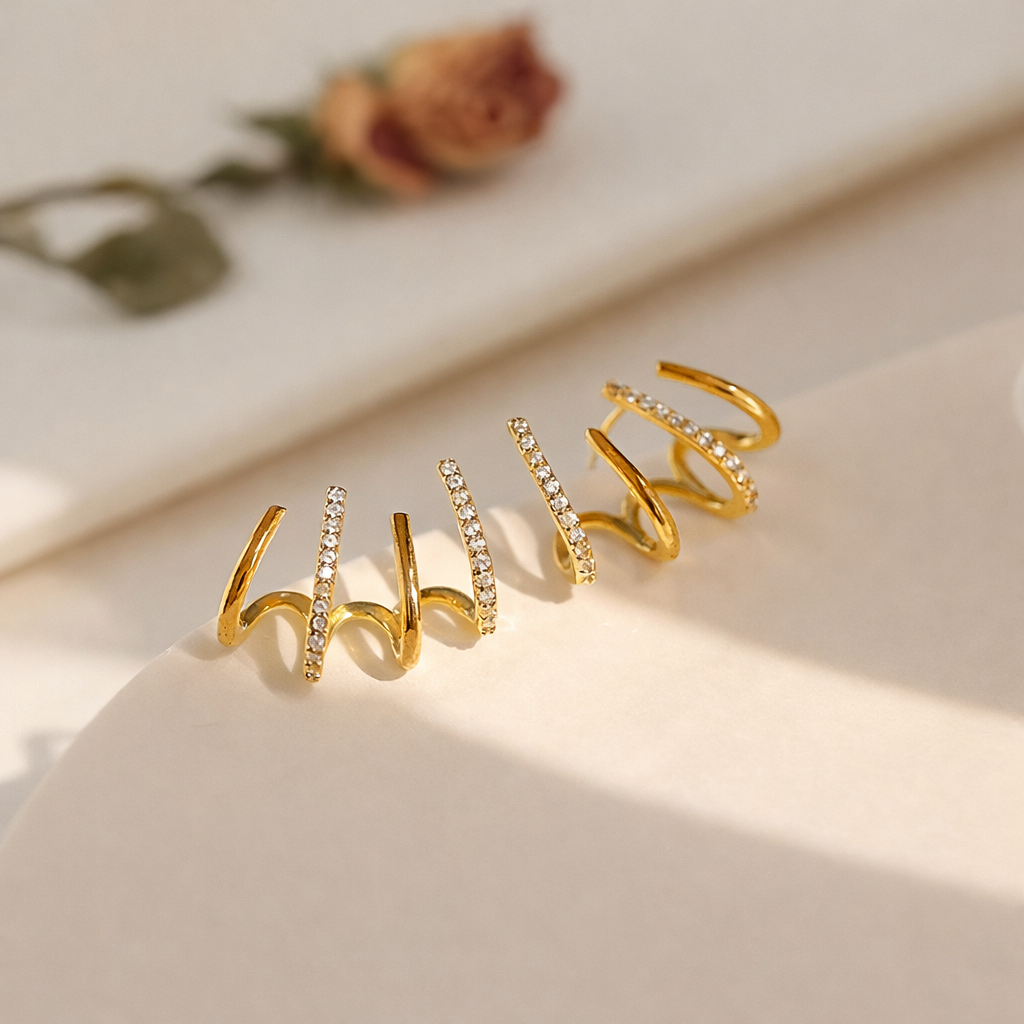 Gold-tone crystal claw ear climber earrings