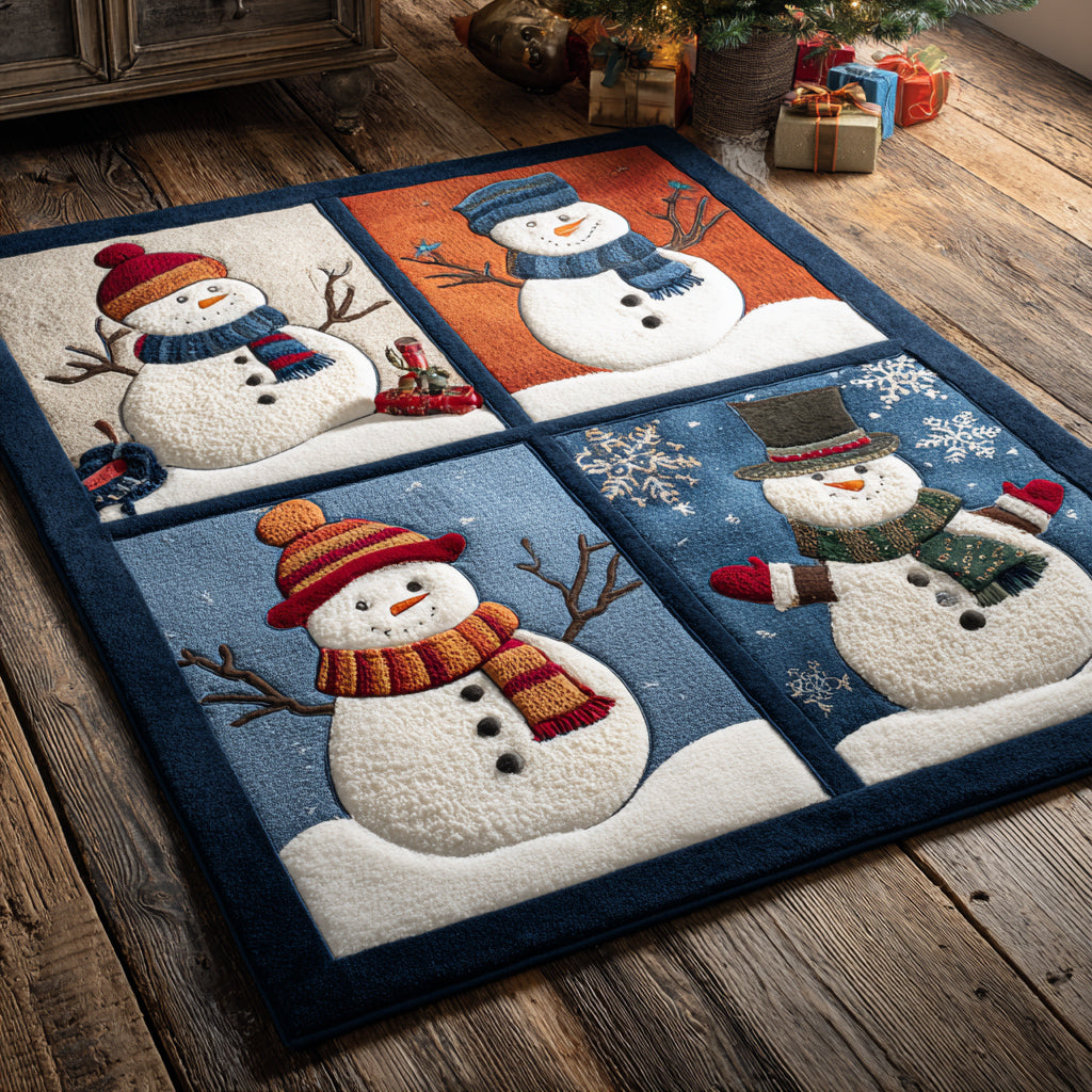 Checker Snowman Blocks rug – snowman panels